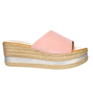 CORDANI pink suede barbara espadrille wedge slide sandal size 40